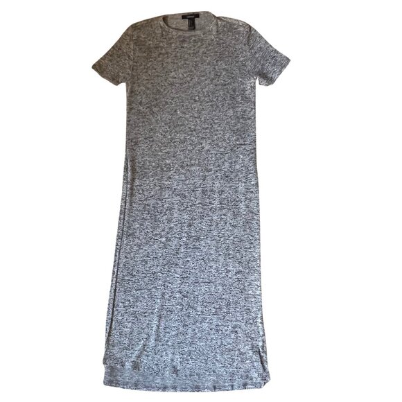Forever 21 Gray Short Sleeve Sweater Dress with Side Slits – Size S - Picture 4 of 8